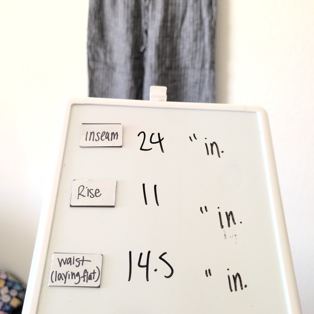 Eileen Fisher Organic Linen Pinstripe Wide Leg Pants Grey XS Coastal Euro Summer - Picture 5 of 7